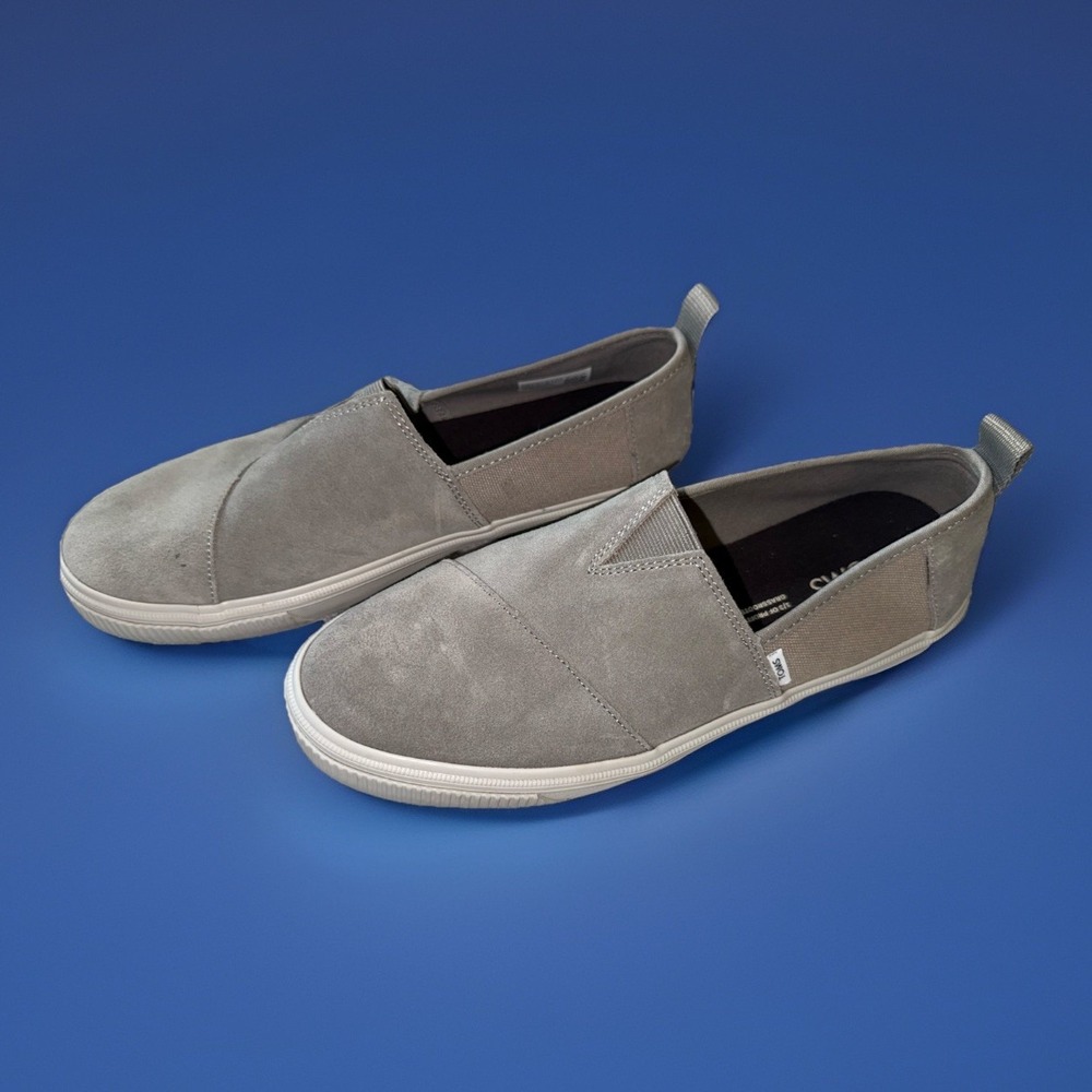 Toms Shoes Mens 8.5 Alpargata Flats Slip On Gray Canvas Round Toe Comfort